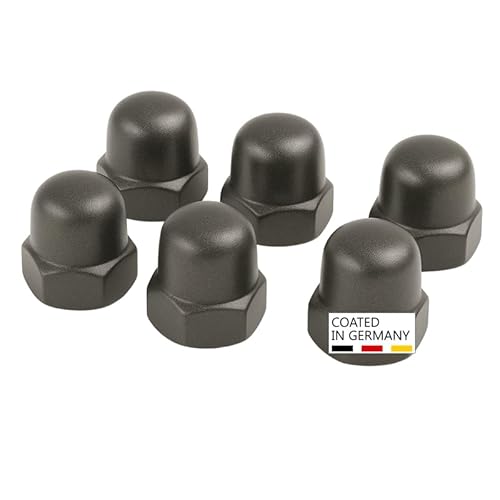PB Schrauben® Hutmuttern M12-25 Stk I Pulverbeschichtete Hutmutter M12 Edelstahl – DIN 1587 | Rostfreie Kappenmuttern Coated in Germany – V2A I Schutzkappe – DB 703 (Eisenglimmer) von PB Schrauben
