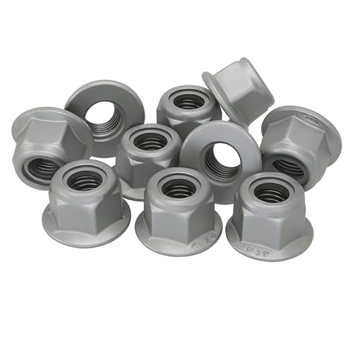 PB Schrauben® Sechskantmuttern selbstsichernd mit Flansch M3-25 Stk. I Pulverbeschichtete Mutter M3 Edelstahl - DIN 6926 I Rostfreie Muttern Coated in Germany – V2A – RAL 9006 (Weißaluminium) von PB Schrauben