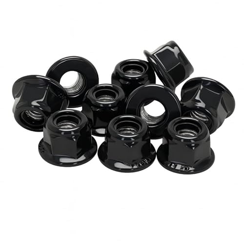 PB Schrauben® Sechskantmuttern selbstsichernd mit Flansch M4-25 Stk. I Pulverbeschichtete Mutter M4 Edelstahl - DIN 6926 I Rostfreie Muttern Coated in Germany – V2A – RAL 9005 (Schwarz Glanz) von PB Schrauben