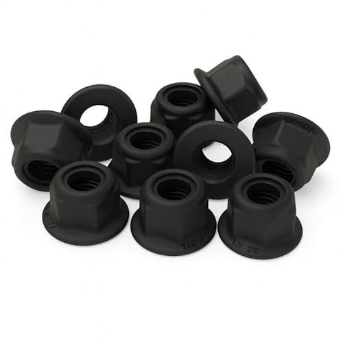 PB Schrauben® Sechskantmuttern selbstsichernd mit Flansch M6-10 Stk. I Pulverbeschichtete Mutter M6 Edelstahl - DIN 6926 I Rostfreie Muttern Coated in Germany – V2A – RAL 9005 (Schwarz Matt) von PB Schrauben