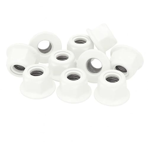 PB Schrauben® Sechskantmuttern selbstsichernd mit Flansch M6-50 Stk. I Pulverbeschichtete Mutter M6 Edelstahl - DIN 6926 I Rostfreie Muttern Coated in Germany – V2A – RAL 9016 (Weiß) von PB Schrauben