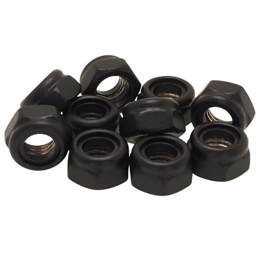 PB Schrauben® Selbstsichernde Muttern M5-10 Stk. I Pulverbeschichtete Sicherungsmuttern M5 Edelstahl – DIN 985 | Rostfreie Stoppmutter Coated in Germany – V2A I RAL 9005 (Schwarz Matt) von PB Schrauben