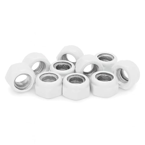 PB Schrauben® Selbstsichernde Muttern M8-10 Stk. I Pulverbeschichtete Sicherungsmuttern M8 Edelstahl – DIN 985 | Rostfreie Stoppmutter Coated in Germany – V2A I RAL 9016 (Weiß) von PB Schrauben