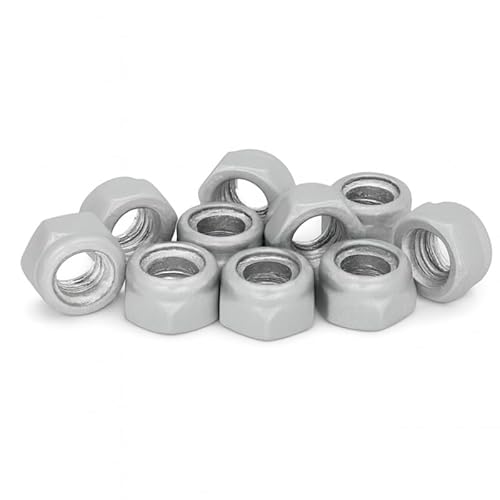 PB Schrauben® Selbstsichernde Muttern M8-25 Stk. I Pulverbeschichtete Sicherungsmuttern M8 Edelstahl – DIN 985 | Rostfreie Stoppmutter Coated in Germany – V2A I RAL 9006 (Weißaluminium) von PB Schrauben