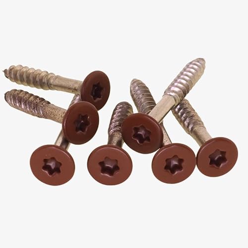 PB Schrauben® Spanplattenschrauben Edelstahl A2 Torx 4,0x30mm - 50 Stk. I Holzschrauben Torx TX mit Senkkopf - Rostfrei Coated in Germany I RAL 8012 (Rotbraun) von PB Schrauben