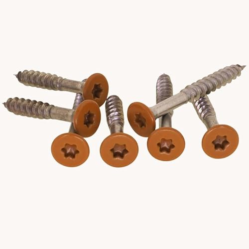 PB Schrauben® Spanplattenschrauben Edelstahl A2 Torx 4,5x16mm - 50 Stk. I Holzschrauben Torx TX mit Senkkopf - Rostfrei Coated in Germany I RAL 8001 (Ockerbraun) von PB Schrauben
