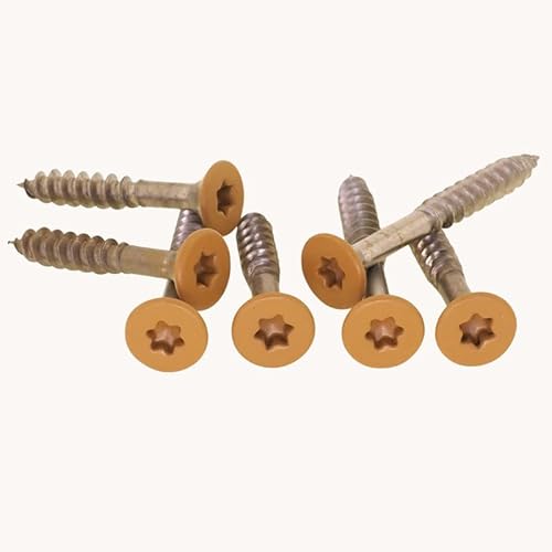 PB Schrauben® Spanplattenschrauben Edelstahl A2 Torx 4,5x40mm - 100 Stk. I Holzschrauben Torx TX mit Senkkopf - Rostfrei Coated in Germany I RAL 1011 (Braunbeige) von PB Schrauben