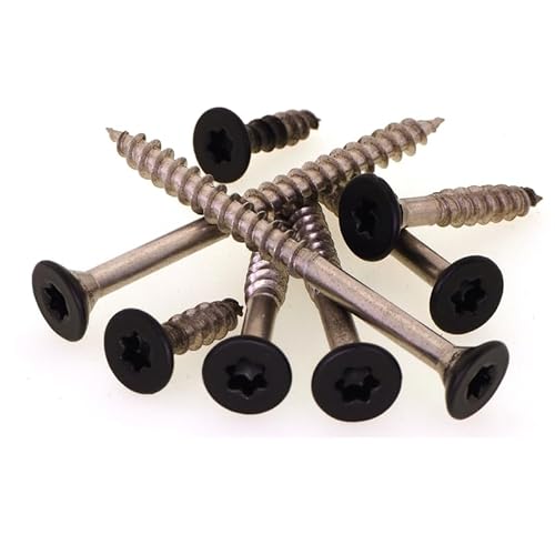 PB Schrauben® Spanplattenschrauben Edelstahl A2 Torx 6,0x55mm - 100 Stk. I Holzschrauben Torx TX mit Senkkopf - Rostfrei Coated in Germany I ideal geeignet für OSB Platten I RAL 9005 (Schwarz Matt) von PB Schrauben