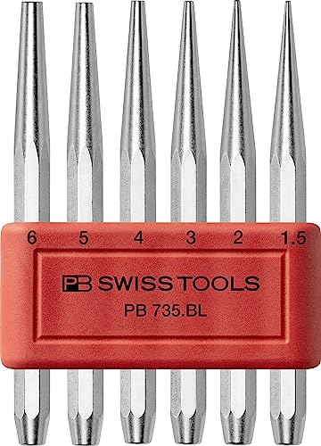 PB Swiss Tools Durchschlag Set PB 735.B | 100% Swiss Made | 6-teiliger Durchtreiber Satz aus Achtkantstahl zum Losschlagen von Stiften und Durchschlagen von Blechen von PB Swiss Tools