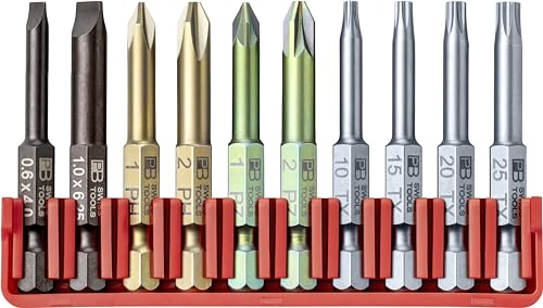 PB Swiss Tools BitBlock mit 10 Kreuz Schlitz Pozidriv Torx Bits PB E6.702 | 100% Swiss Made | Handliches Bit Set für Standard-Anwendungen in Industrie und Handwerk von PB Swiss Tools