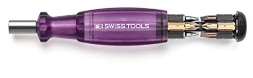 PB Swiss Tools Bit Handhalter Schraubendreher PB 6464 | 100% Swiss Made | Schraubendreher magnetisch mit Bits im Griff, inklusive Schlitz 2/3/4, PH1/PH2, T10/T15/T20 Bits, Violett von PB Swiss Tools