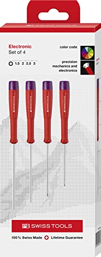 PB Swiss Tools Innensechskant Elektronik Schraubendreher Set PB 8625 | 100% Swiss Made | 4-teiliges Elektronik Schraubenzieher Set Grösse 1.5/2/2.5/3 mm für feine Schraubarbeiten von PB Swiss Tools