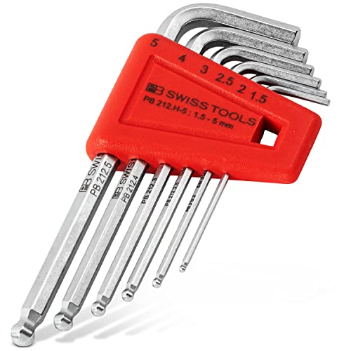 PB Swiss Tools Innensechskant Satz PB 212.H-5 | 100% Swiss Made | 6-teiliges Sechskantschlüssel Set 1,5/2/2,5/3/4/5 mm für Schraubarbeiten in Industrie und Handwerk von PB Swiss Tools