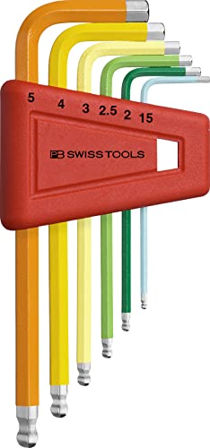 PB Swiss Tools Innensechskant Satz PB 212.H-5 RB | 100% Swiss Made | 6-teiliges Sechskantschlüssel Set 1,5/2/2,5/3/4/5 mm für Schraubarbeiten in Industrie und Handwerk von PB Swiss Tools