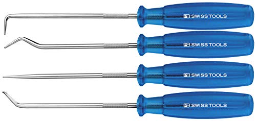 PB Swiss Tools Mini Haken Pick Set PB 7680 | 100% Swiss Made | 4-teiliges PickTool für Dichtungen bei O-Ring, Bremse, Motor, Getriebe von PB Swiss Tools