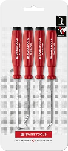 PB Swiss Tools Mini Haken Pick Set PB 8680.CN | 100% Swiss Made | 4-teiliges PickTool Set für Dichtungen bei O-Ring, Bremse, Motor, Getriebe von PB Swiss Tools