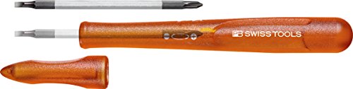 PB Swiss Tools Mini Schraubenzieher PB 168.00 | 100% Swiss Made | Kleiner Umsteckschraubendreher mit Kreuz/Schlitz Umsteckklinge (Gr. 0/PH 00) in Rot für Profi, Heimwerker, Handwerker von PB Swiss Tools