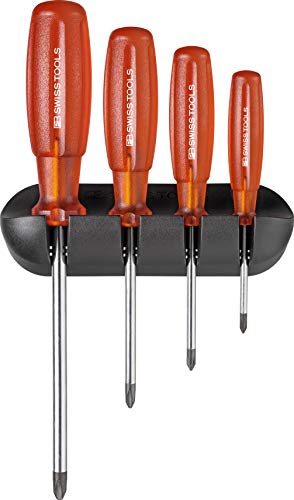 PB Swiss Tools PHILLIPS Kreuzschraubendreher Set PB 6242, 4-tlg. (PH0,PH1,PH2,PH3), Wandhalterung von PB Swiss Tools