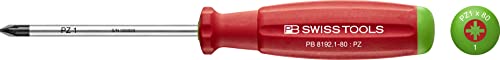 PB Swiss Tools Pozidriv Schraubendreher PB 8192.1-80, 100% Swiss Made, einzelner Schraubenzieher für Pozidriv-Schrauben Grösse PZ1, Rot von PB Swiss Tools