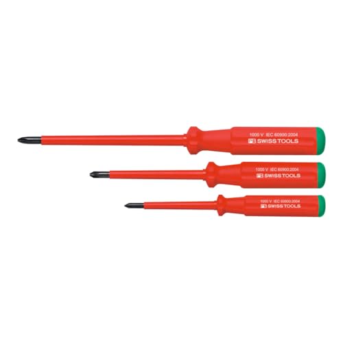 PB Swiss Tools Pozidriv-Schraubendreher-Satz SwissGrip, vollisoliert, 3-teilig von PB Swiss Tools