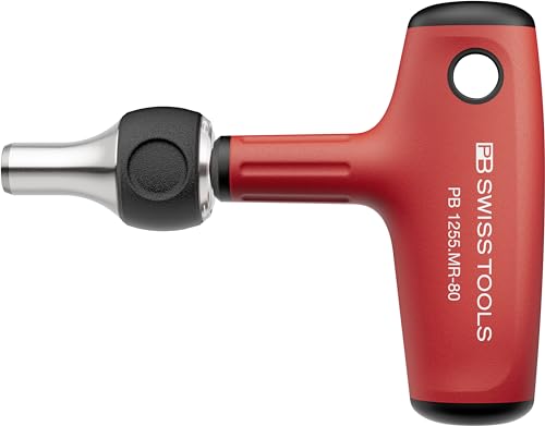 PB Swiss Tools Quergriff Ratschenschraubendreher PB 1255.MR-80 | 100% Swiss Made | T-Griff Schraubendreher mit magnetischer Bitaufnahme für Schraubarbeiten in Industrie und Handwerk von PB Swiss Tools