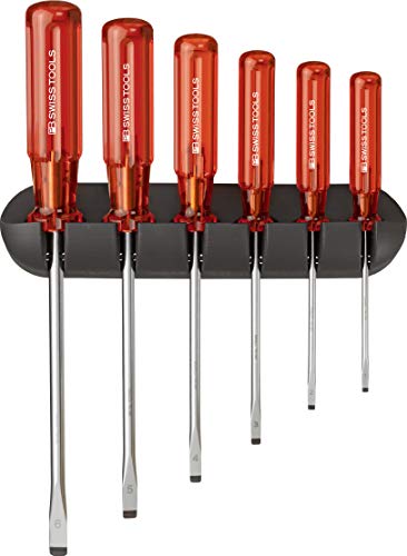 PB Swiss Tools SCHLITZ Schraubendreher Set PB 240, 6-tlg. (1/2/3/4/5/6 mm), Wandhalterung von PB Swiss Tools