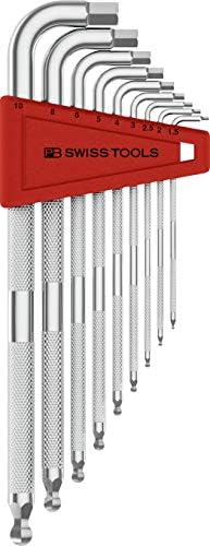 PB Swiss Tools Safety Winkelschraubendreher Set PB 3212.LH-10 | 100% Swiss Made | 9-teiliges langes Innensechskant Set 1.5-10 mm mit gerändeltem Schaft für sicheren Halt in nasser öliger Umgebung von PB Swiss Tools
