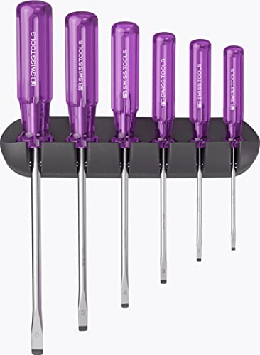 PB Swiss Tools Schlitz Schraubendreher Set - Limited Edition - PB 240.PU | 100% Swiss Made | 6-teiliges Schraubenzieher Set mit Classic Griff, Violett von PB Swiss Tools