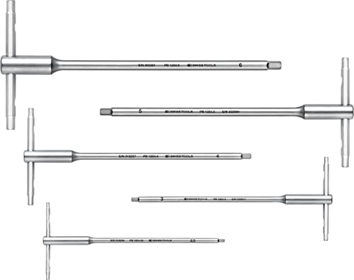 PB Swiss Tools T-Griff Innensechskant Set mit Gleit-Quergriff PB 1204.Set 6 | 100% Swiss Made | Sechskant Set 2,5/3/4/5/6 mm für Schraubarbeiten in Industrie und Handwerk von PB Swiss Tools