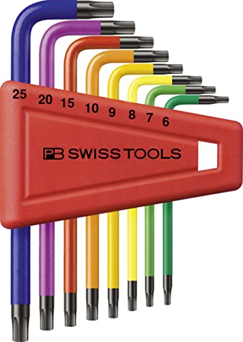 PB Swiss Tools Torx Winkelschraubendreher Satz PB 410 | 100% Swiss Made | 8-teiliges, buntes Winkelschraubendreher Set T6/T7/T8/T9/T10/T15/T20/T25 von PB Swiss Tools