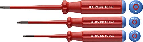 PB Swiss Tools Torx VDE Slim Schraubendreher Set PB 5549.SL - 100% Swiss Made - 3-teiliges Torx Elektro Schraubenzieher Set T10/T15/T20, versenkte Isolation - vollisoliert bis 1000V AC / 1500V DC von PB Swiss Tools