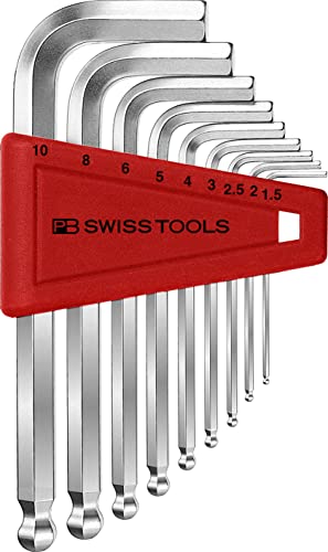 PB Swiss Tools Innensechskant Satz PB 212.H-10 | 100% Swiss Made | 9-teiliges Sechskantschlüssel Set 1,5/2/2,5/3/4/5/6/8/10 mm für Schraubarbeiten in Industrie und Handwerk von PB Swiss Tools