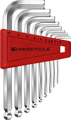 PB Swiss Tools Innensechskant Satz PB 212.H-10 | 100% Swiss Made | 9-teiliges Sechskantschlüssel Set 1,5/2/2,5/3/4/5/6/8/10 mm für Schraubarbeiten in Industrie und Handwerk von PB Swiss Tools