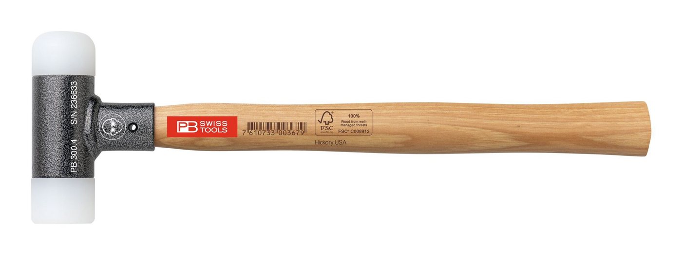 PB Swisstools Gummihammer, Schonhammer mit Holzstiel rückschlagfrei 22 mm von PB Swisstools