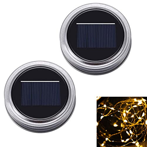 2x Solar Deckel mit 20 LEDs warmweiß inkl. Akku für Solargläser/Solarglas/Einmachgläser von PB-Versand