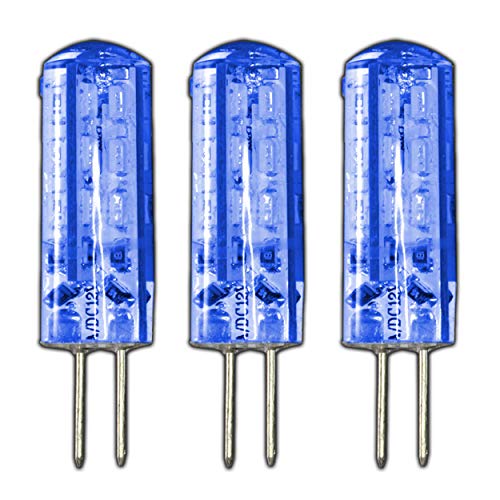 3x dimmbare G4 LED mit 1,5 Watt dimmbar und 24 SMDs blau - Blaulicht 12V DC für Dimmer Halogenförmig Stiftsockel 360° Leuchtmittel Lampensockel Spot Halogenersatz Lampe von PB-Versand