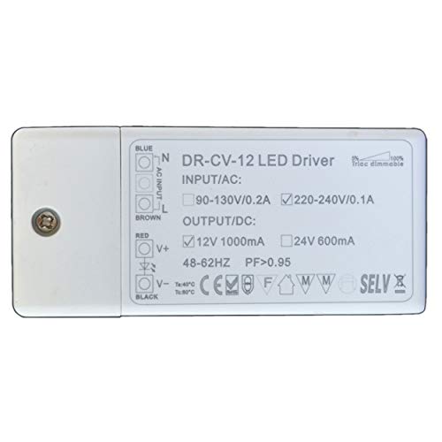 Dimmbarer LED Trafo 12V DC 1-12 Watt Netzteil dimmbar Treiber Transformator für Dimmer G4 MR16 GU5.3 (12.00) von PB-Versand