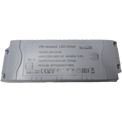 Dimmbarer LED Trafo 12V DC 1-45 Watt Netzteil dimmbar Treiber Transformator für Dimmer G4 MR16 GU5.3 Dimmbarer LED Trafo 12V DC 1-45 Watt Netzteil dimmbar Treiber Transformator für Dimmer G4 MR16 GU5.3 von PB-Versand