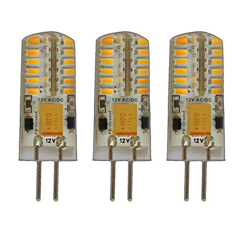 G4 LED 3 Watt Warmweiß Dimmbar 12V AC/DC Wechselspannung mit 48x 3014 SMDs (Epistar) 220 Lumen ~ 15W 360° Stiftsockel Leuchtmittel Lampensockel Spot Halogenersatz Halogen Lampe von PB-Versand