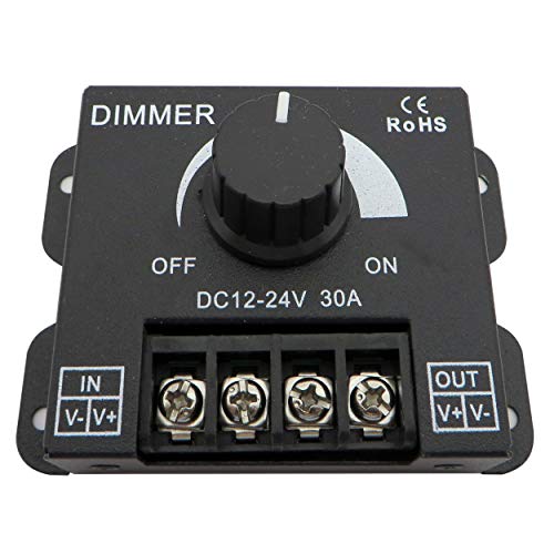 LED Dimmer/Schalter Drehdimmer 12V DC Gleichspannung für alle dimmbaren LED Lampen (Dimmer 30A schwarz) von PB-Versand