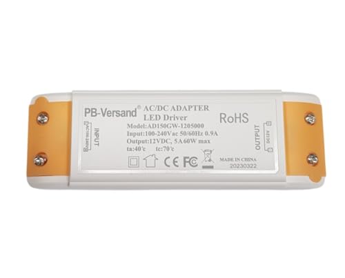 LED Leuchmittel Trafo 12 Volt DC 60 Watt Netzteil Treiber Transformator Driver Niedervolt Gleichspannung LED-Transformator von PB-Versand