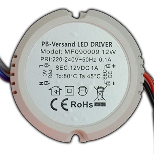 PB-Versand LED Trafo 12 Watt 24V DC rund kreis Leuchtmittel Transformator 24 Volt Netzteil Driver Vorschaltgerät für z.B. Unterputzdose Verteilerdose von PB-Versand