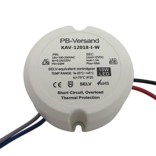 LED Trafo 18 Watt 12V DC rund kreis Leuchtmittel Transformator Netzteil Driver Vorschaltgerät Unterputzdose Verteilerdose LED Trafo 18 Watt 12V DC rund kreis Leuchtmittel Transformator Netzteil Driver Vorschaltgerät Unterputzdose Verteilerdose von PB-Versand