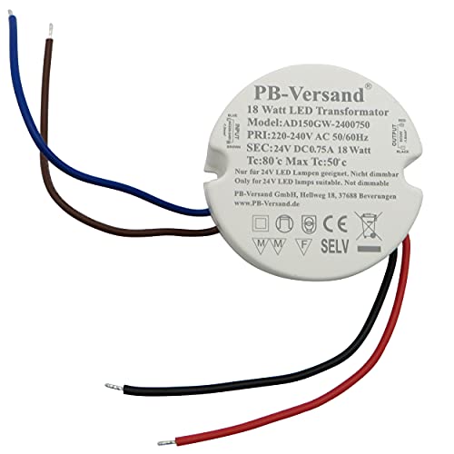 LED Trafo 18 Watt 24V DC rund kreis Leuchtmittel Transformator Netzteil Vorschaltgerät von PB-Versand
