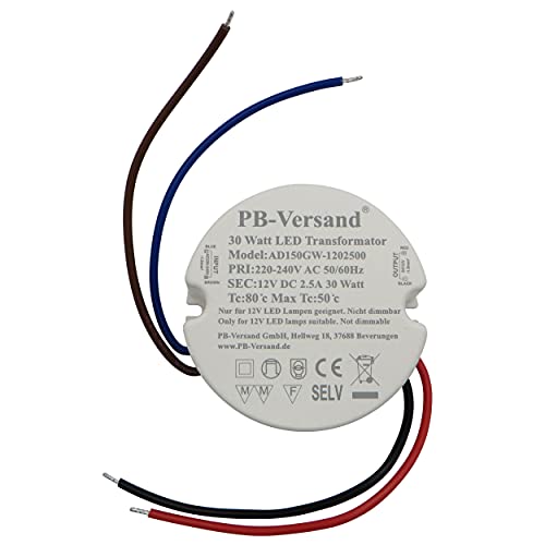 LED Trafo 30 Watt 12V DC rund kreis Leuchtmittel Transformator Netzteil Driver Vorschaltgerät von PB-Versand