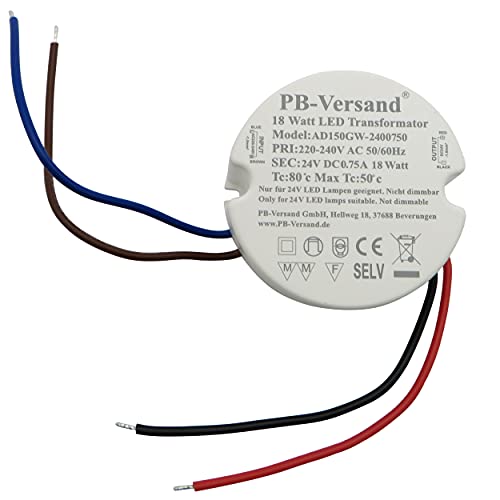 PB-Versand LED Trafo 18 Watt 24V DC rund Kreis Leuchtmittel Transformator Netzteil Vorschaltgerät von PB-Versand