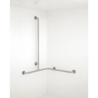 PBA Duschhandlauf 760mm mit Brausehalterstange Links E-Stahl satiniert von PBA