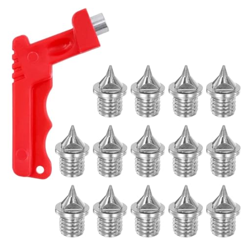 Karbonstahl-Spikes, 14 Stück Robuster Stahl Spikes, Spike-Nägel Ersatzdornen für Leichtathletik, mit Spike-Schraubenschlüssel, für Wettkampf, Training, Ausbildung, Cross-Lauf, Stahlfarbe Karbonstahl-Spikes, 14 Stück Robuster Stahl Spikes, Spike-Nägel Ersatzdornen für Leichtathletik, mit Spike-Schraubenschlüssel, für Wettkampf, Training, Ausbildung, Cross-Lauf, Stahlfarbe von PBAHAUP