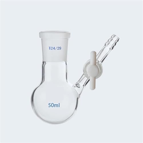 Labor-Kolben, 1 STÜCK 25 ml bis 1000 ml Labor-Reaktionskolben in Kugelform aus Borosilikatglas mit PTFE-Kolben(100ml caliber19) von PBDEIOEOE