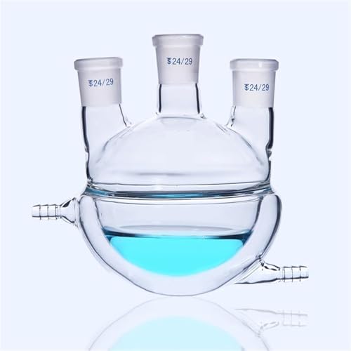 Labor-Kolben, Harf Encase Dreihals-Reaktionsflasche mit Glasmantel(1000mL 29x24x24) von PBDEIOEOE